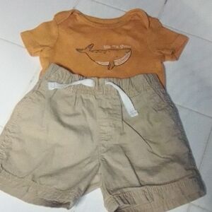 Carter's Orange Whale Shirt and Tan Shorts Set